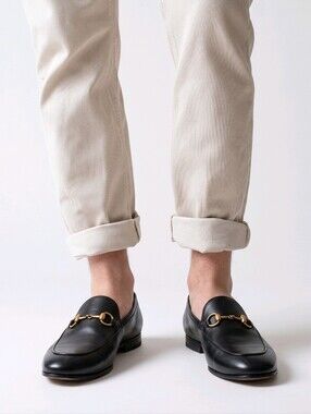 Gucci Black Leather Horsebit Loafers